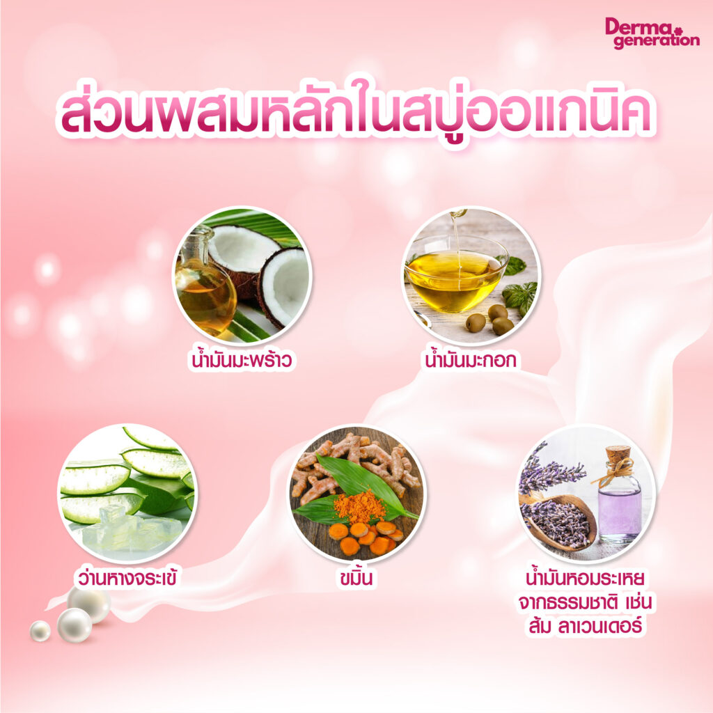 ส่วนผสมนิยมใช้ในสบู่ออร์แกนิค